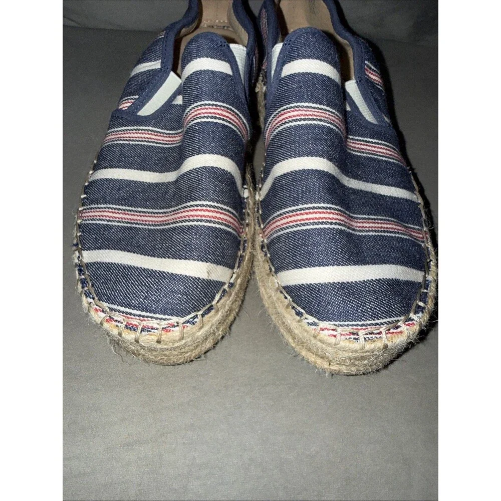 Sam Edelman Carrin Espadrille Shoes Blue Striped Size 9.5 Beach
